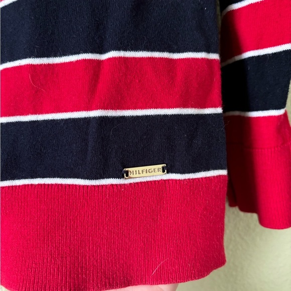 Tommy Hilfiger Women’s Turtleneck Striped Blue/Red Pretty Sweater- Size Medium - Picture 3 of 6